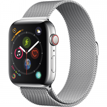 Apple Watch Series Silver Stainless Steel Case with Gold Milanese Loop  (GPS+CELLULAR)